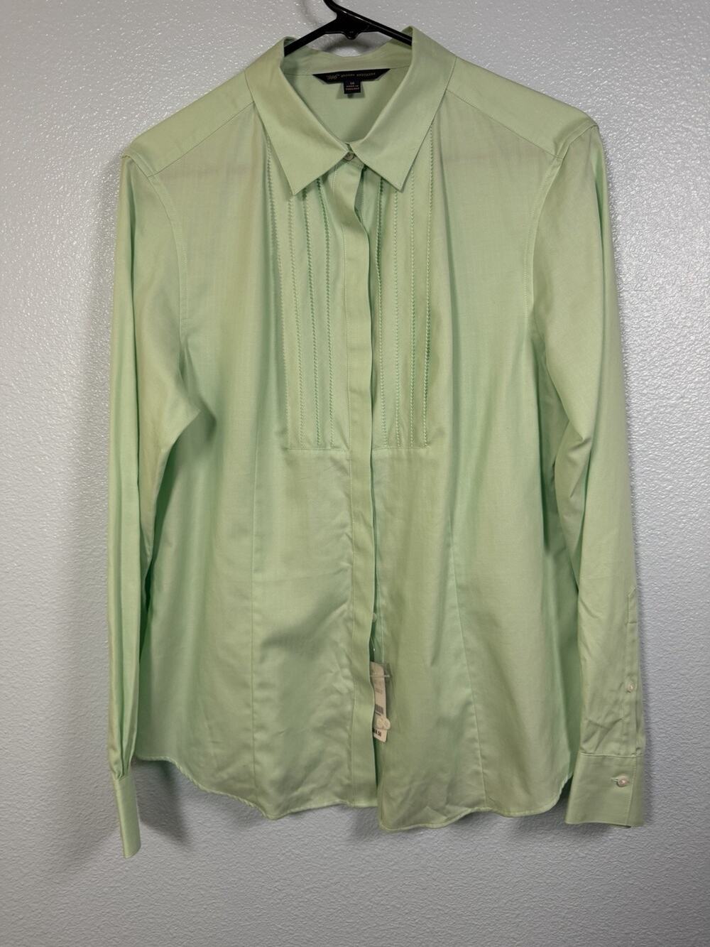 Brooks Brothers 346 Womens Size 14 Green Pintuck Button Down Shirt NWT Preppy